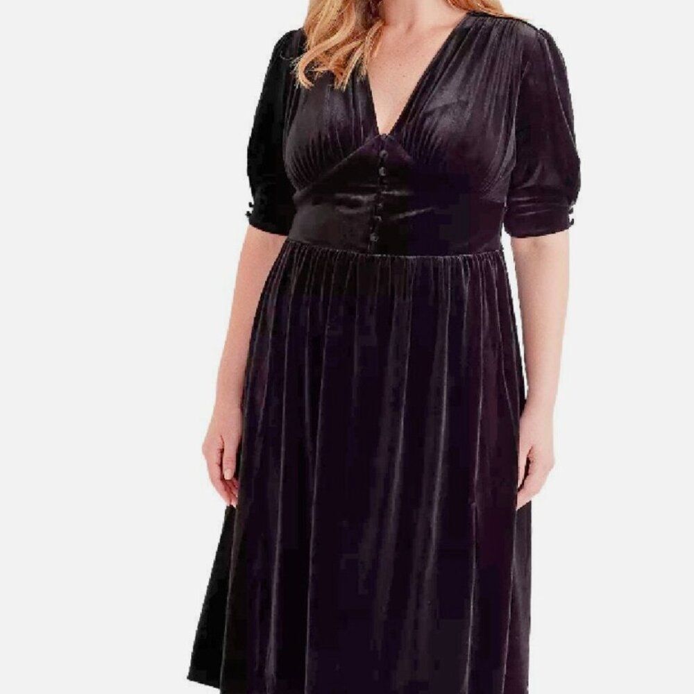 Lauren Ralph Lauren Black Velvet Midi Dress Vinyamin Size 1X NWT MSRP $245